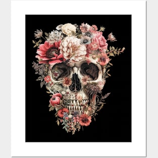 Skull Floral Posters and Art